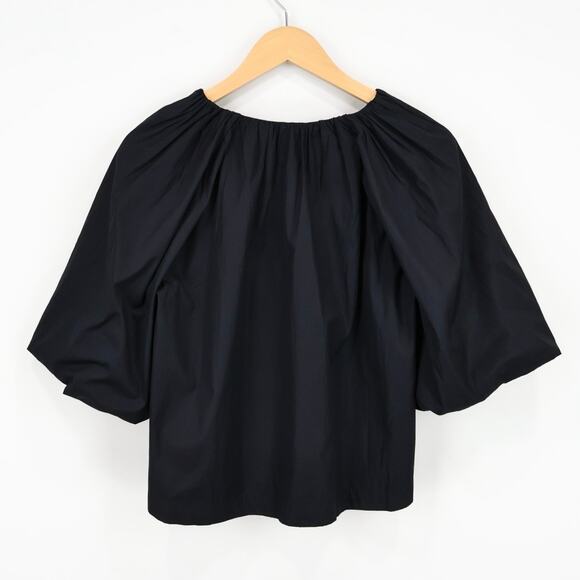 NWT Madewell Bubble-Sleeve Top In 100% Cotton Poplin True Black Size 4 - Picture 4 of 9